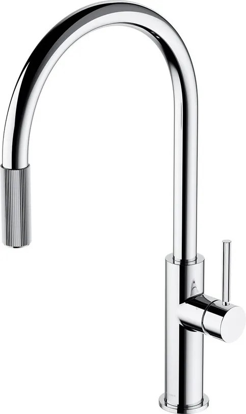 Baterie bucatarie cu dus extractibil Omnires Switch cu sistem filtrare apa finisaj crom lucios
