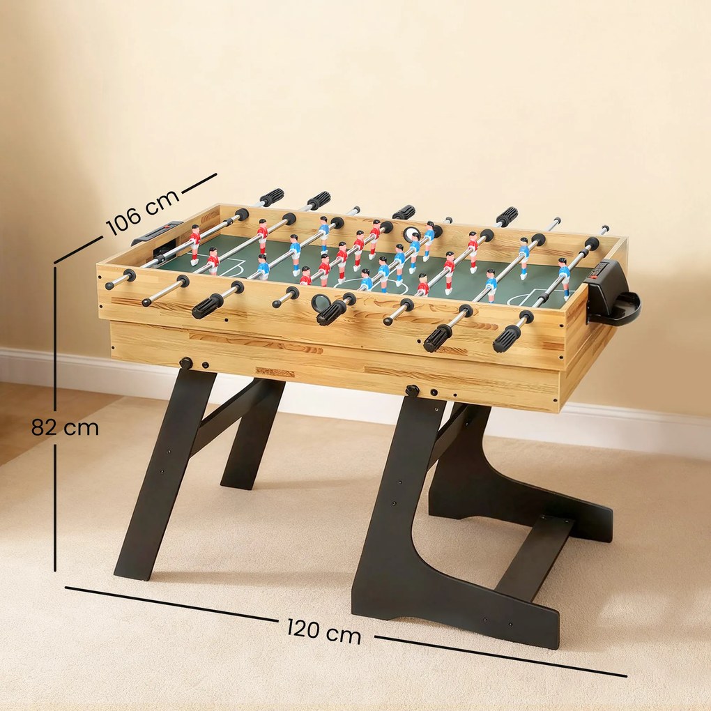 SPORTNOW Masă de Jocuri 13 în 1 Pliabilă cu Fotbal de Masă, Ping Pong, Hockey, Biliard, Șah și Altele, Nuc | Aosom Romania