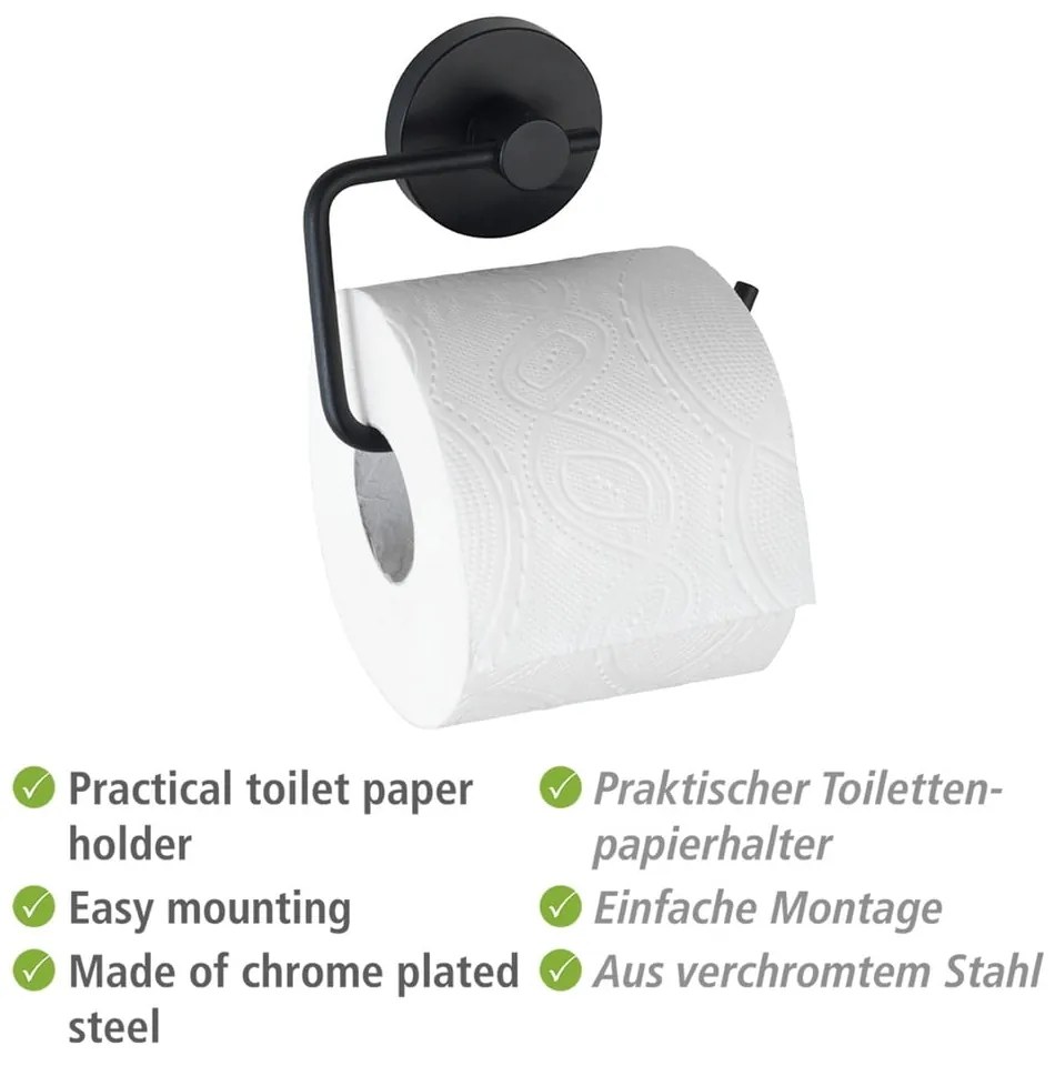 Suport pentru hârtia de toaletă Wenko Vacuum-Loc® Milazzo, negru