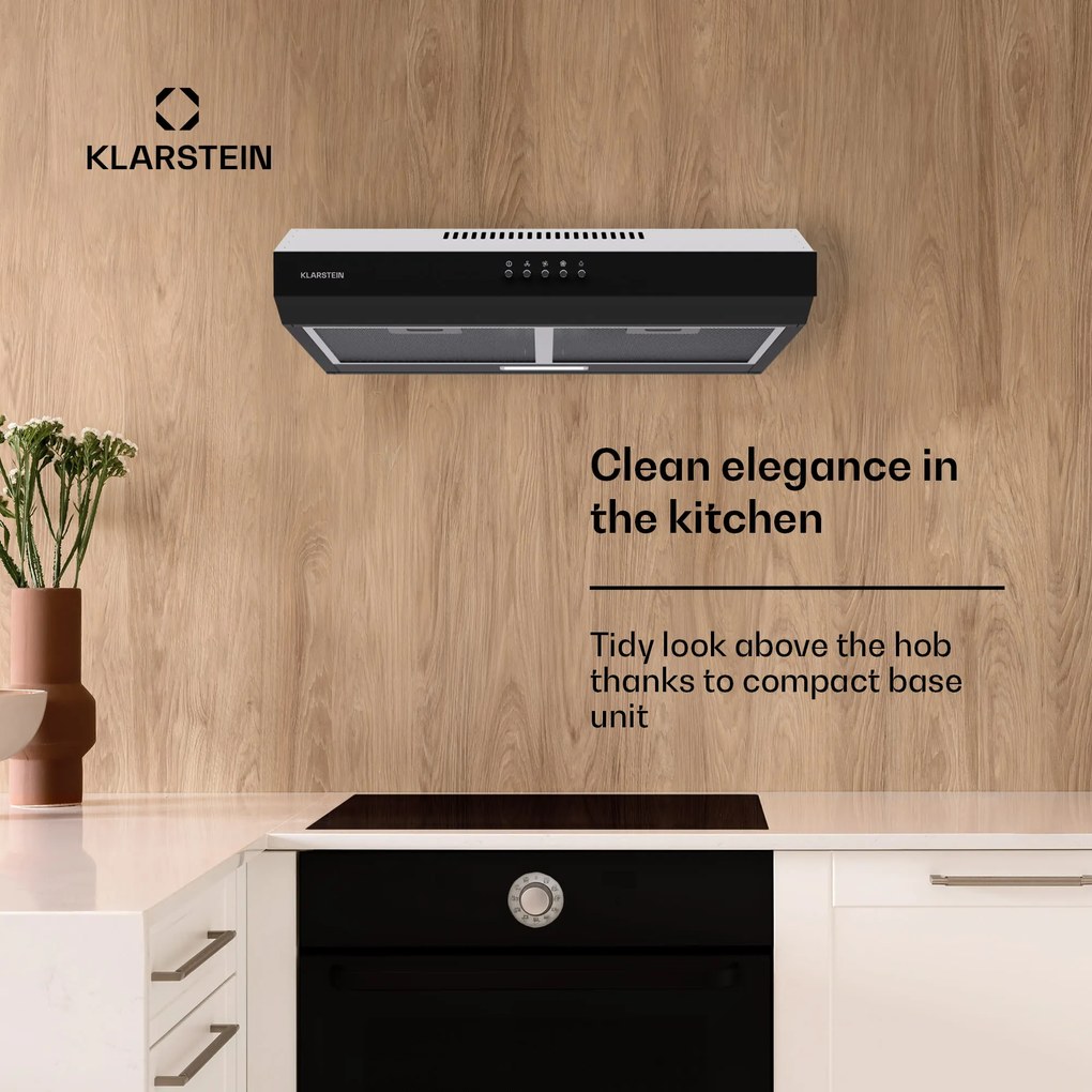 Klarstein Contempo 60, hota, 60 cm, sub dulap, 200 m³/h, LED, acril, otel inoxidabil