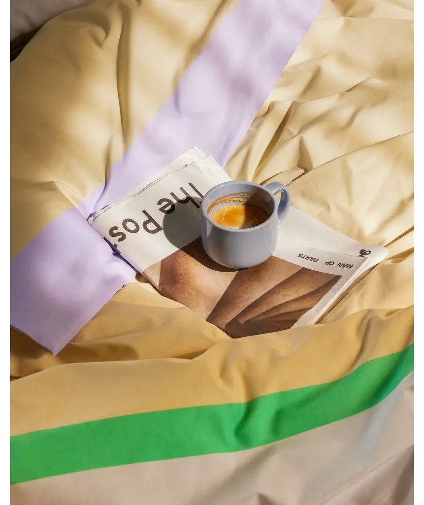 Lenjerie de pat mov lavandă/bej din bumbac pentru pat de o persoană/extinsă 140x220 cm Block – Hübsch