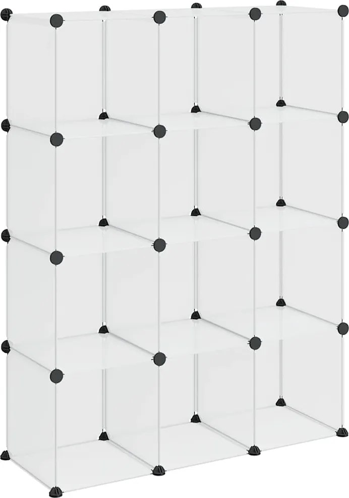 vidaXL Organizator cub de depozitare, 12 cuburi, transparent, PP