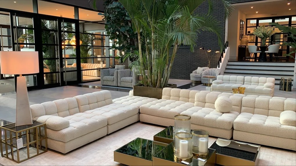 Otoman, Suport picioare design elegant LUX Dean boucle crem