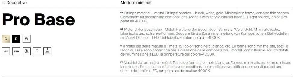 Pendul LED design minimalist Pro Base alb