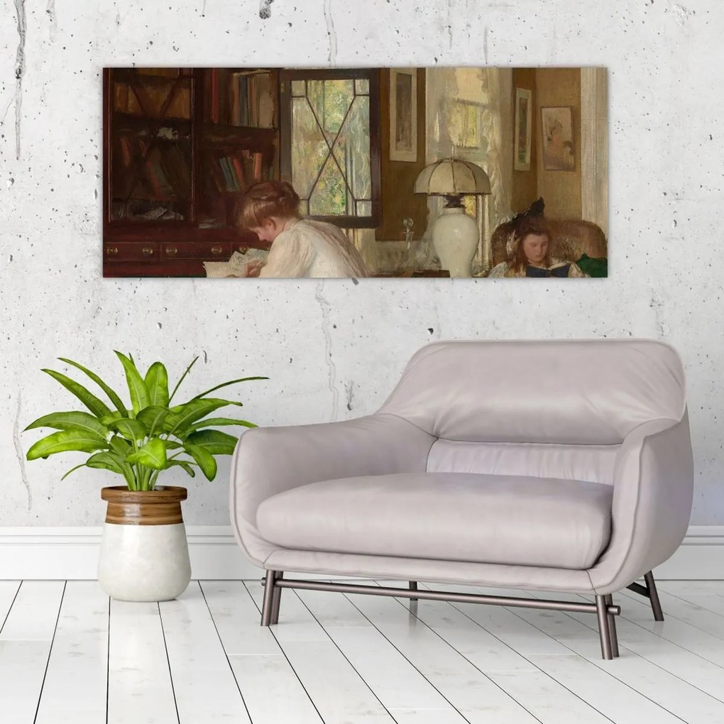 Tablou - Edmund Tarbell, Josephine and Mercie, reproducere (120x50 cm)