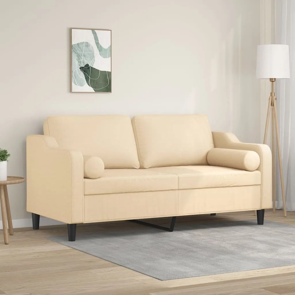3153025 vidaXL Canapea cu 2 locuri cu perne&pernuțe crem 140 cm textil