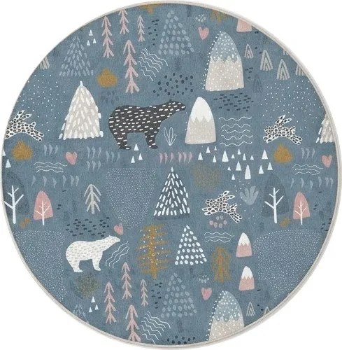 Covor pentru copii albastru lavabil ø150 cm Forest Land – Mila Home