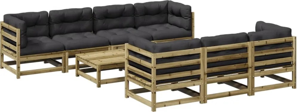 vidaXL Set canapea de grădină cu perne, 8 locuri, lemn de pin tratat