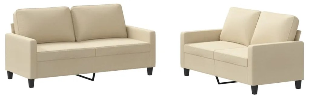 3201446 vidaXL Set de canapele cu perne, 2 piese, crem, textil