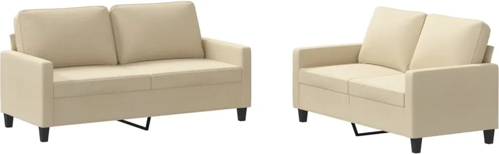 vidaXL Set de canapele cu perne, 2 piese, crem, textil