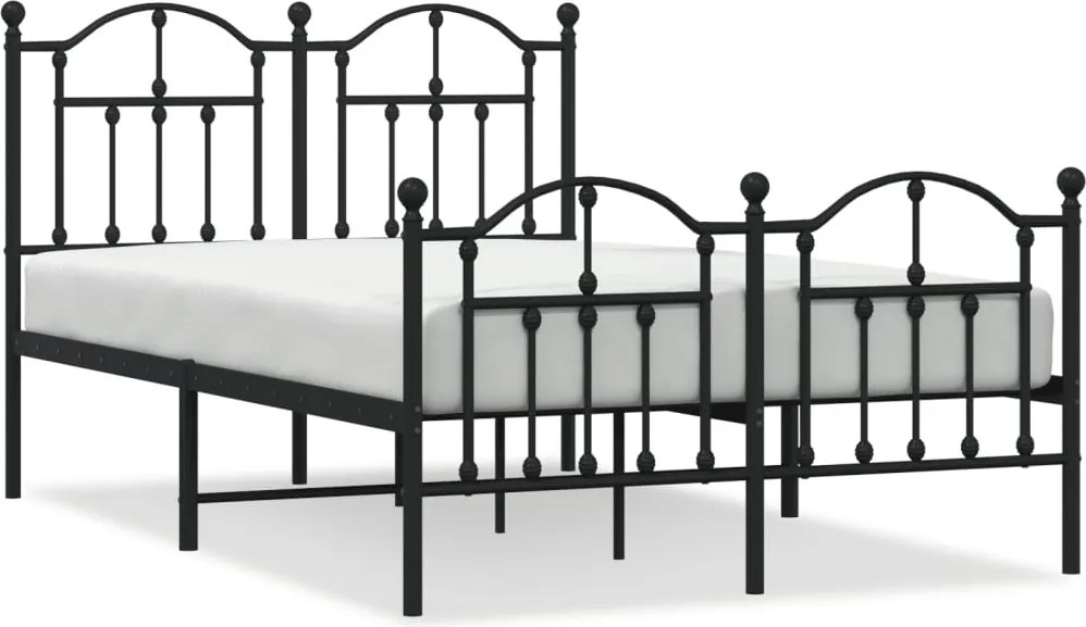 vidaXL Cadru pat metalic cu tăblie de cap/picioare, negru, 120x190 cm