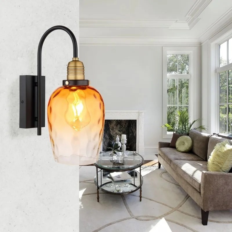 Aplica de perete design decorativ SALVY negru/chihlimbar