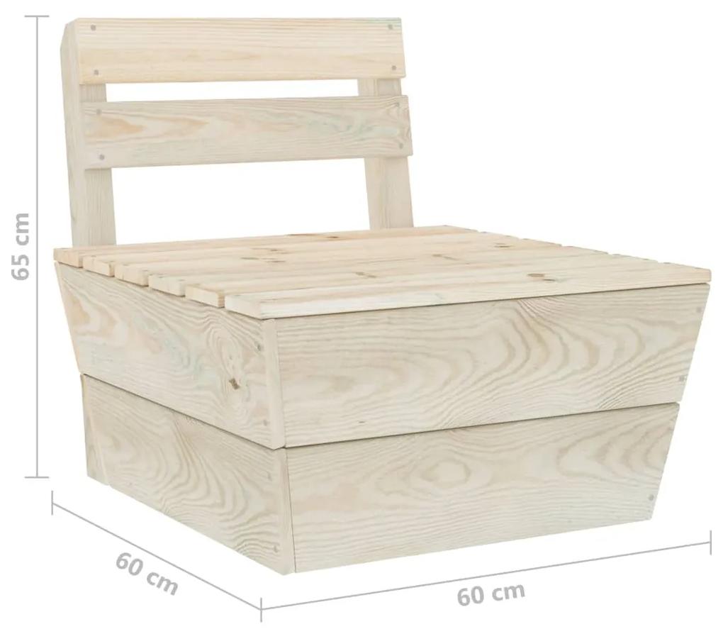 Set mobilier de gradina paleti, 5 piese, lemn de molid tratat 2x colt + mijloc + 2x masa, 1