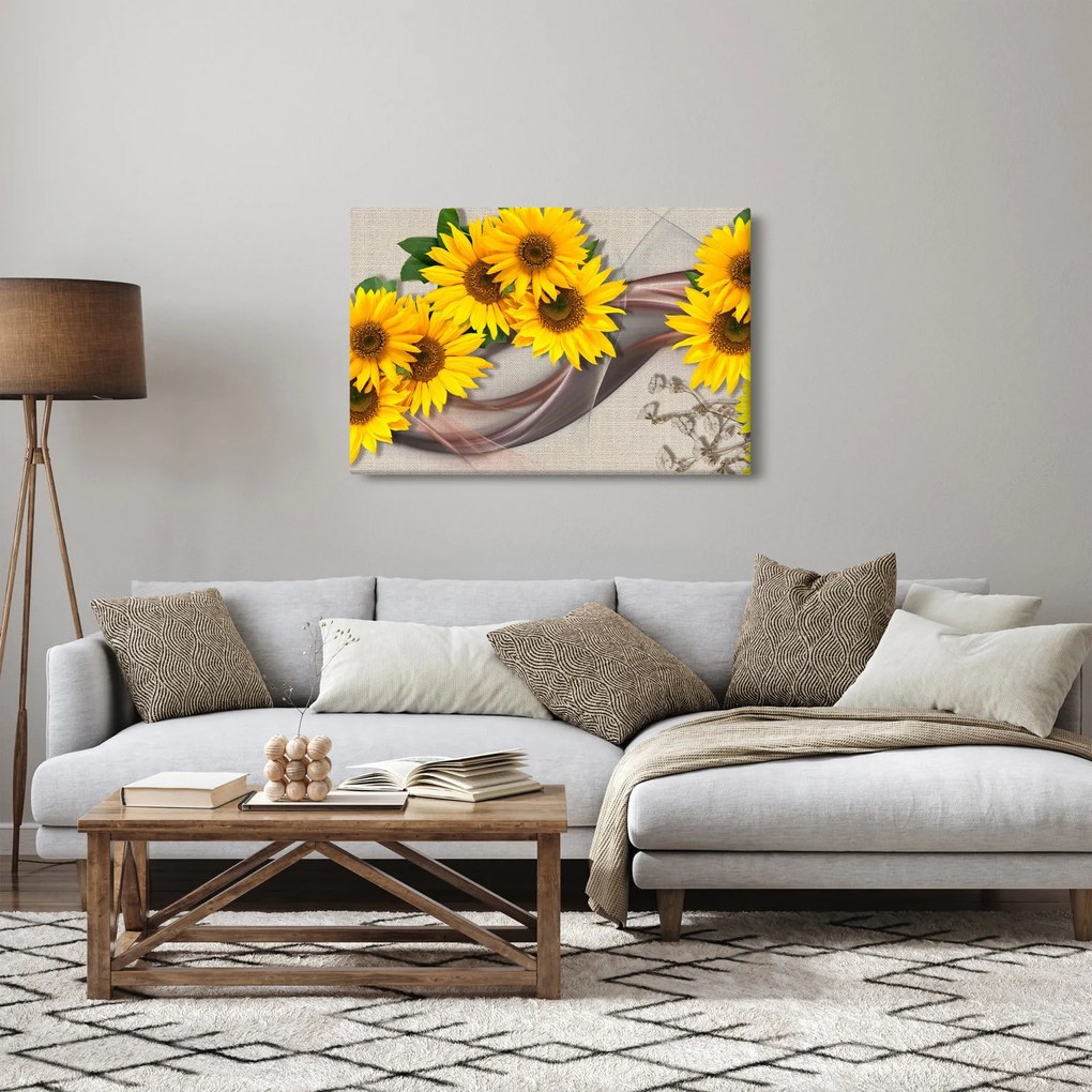 Tablou - Flori strălucitoare de floare soarelui (90x60 cm)