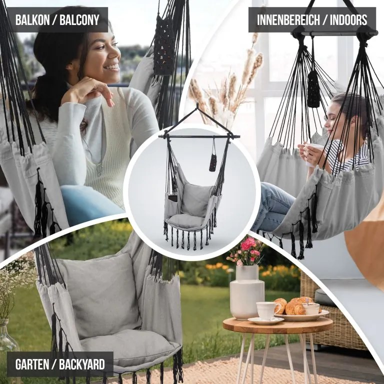 Balansoar suspendat MIADOMODO, gri, interior și exterior