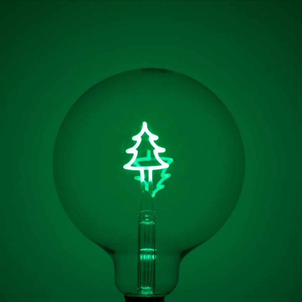 Bec LED E27 de Crăciun cu filament în formă de brad de Crăciun G125 transparent 1.8W 100 lm