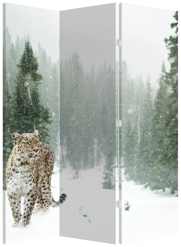 Paravan - Leopard în zăpadă (126x170 cm)