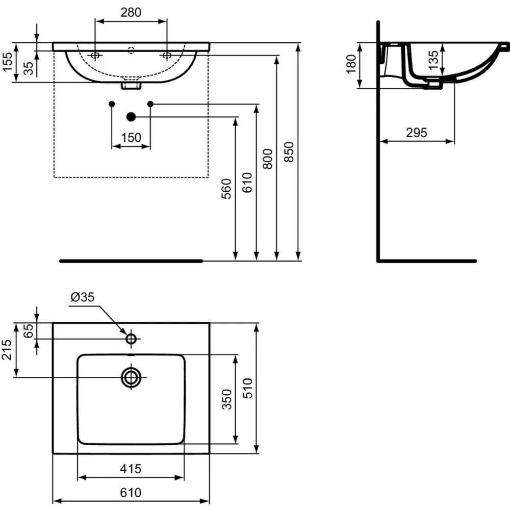 Set dulap baie suspendat gri Ideal Standard i.Life S cu lavoar inclus 60 cm gri si maner negru