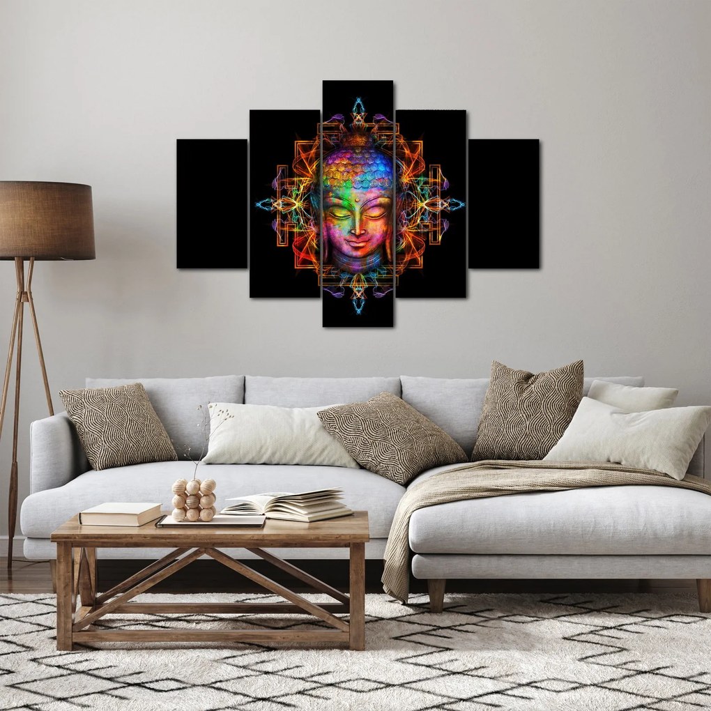 Tablou - Bustul lui Buddha în culori neon (150x105 cm)