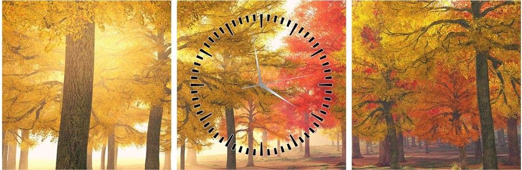 Tablou cu copaci toamna (cu ceas) (90x30 cm)