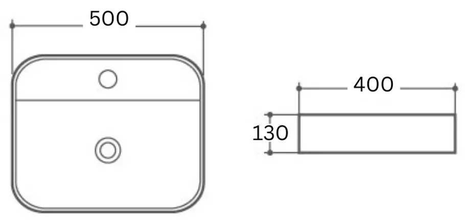 Lavoar pe blat alb, dreptunghiular, 50 cm, Fluminia Juno 500x400 mm, Alb lucios