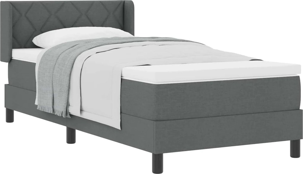 vidaXL Pat cu arcuri cu saltea Gri închis 200 x 100 cm țesătură