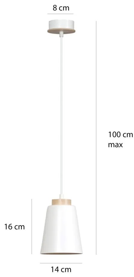 Pendul metalic design modern BOLERO 1 alb/lemn
