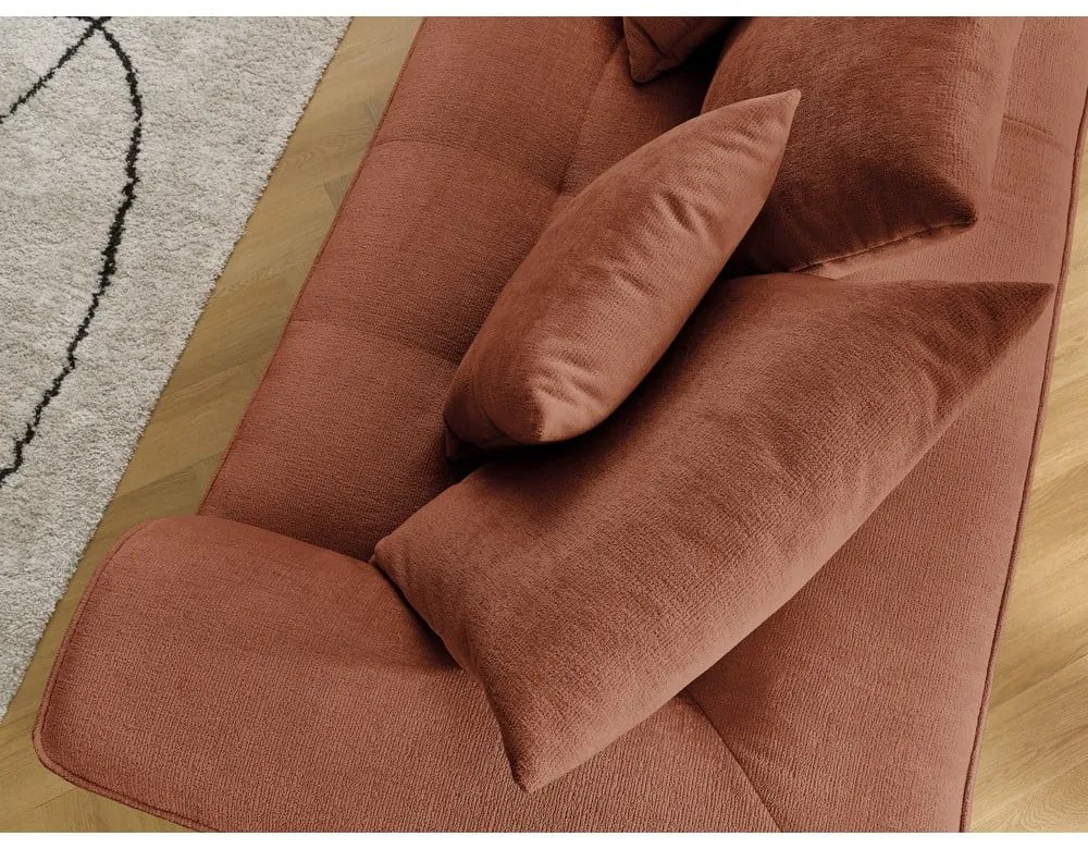 Canapea teracotă cu tapițerie din chenille 237 cm Whesley – Bobochic Paris