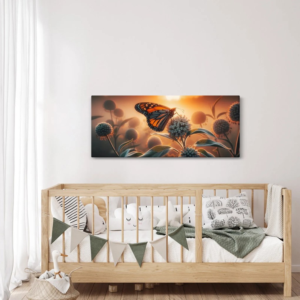 Tablou – Fluture în soare apunând (120x50 cm)