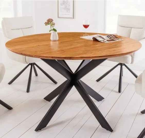 Masa rotunda design industrial Galaxie 130cm, salcam