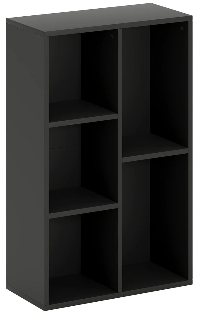 HOMCOM Bibliotecă raft de depozitare 2 niveluri cu 5 compartimente, pentru sufragerie dormitor birou, 50x24x80cm, negru | Aosom Romania