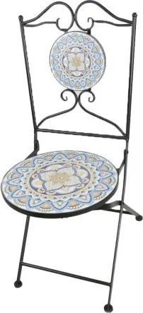 Scaun de exterior din metal, cu design mozaic ceramic, Stil Mediteraneean, "Tesera"