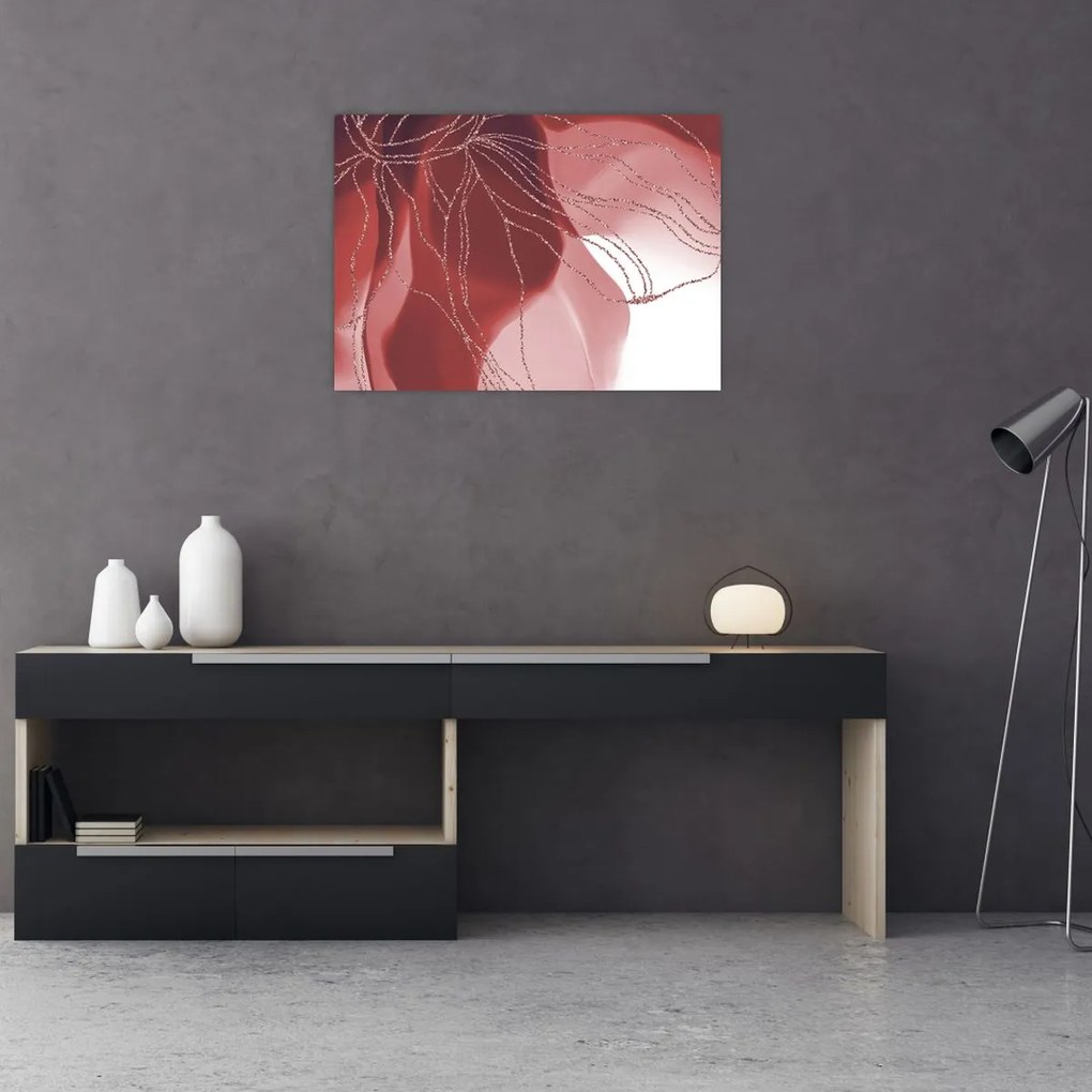 Tablou pe sticlă - Floare abstractă roșie N⁰1 (70x50 cm)