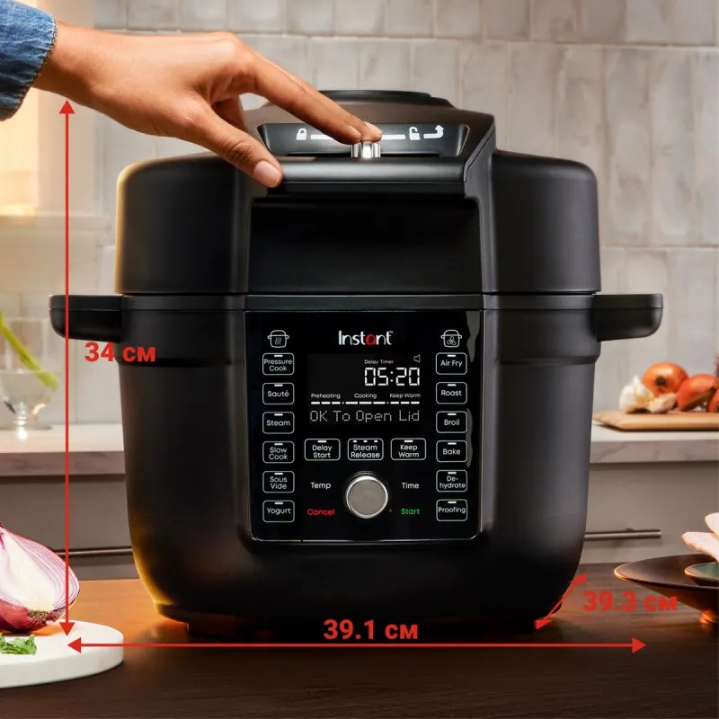 Instant Pot Duo Crisp Ultimate Lid 140005901, 1500W, 6.2L, 11 programe, coș Ultimate Lid, EvenCrisp, negru