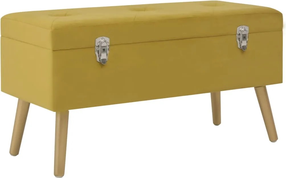 vidaXL Bancă cu un compartiment depozitare galben muștar 80 cm catifea