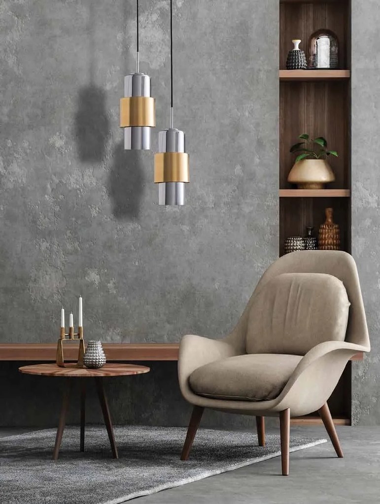 Pendul design modern Venero auriu, crom