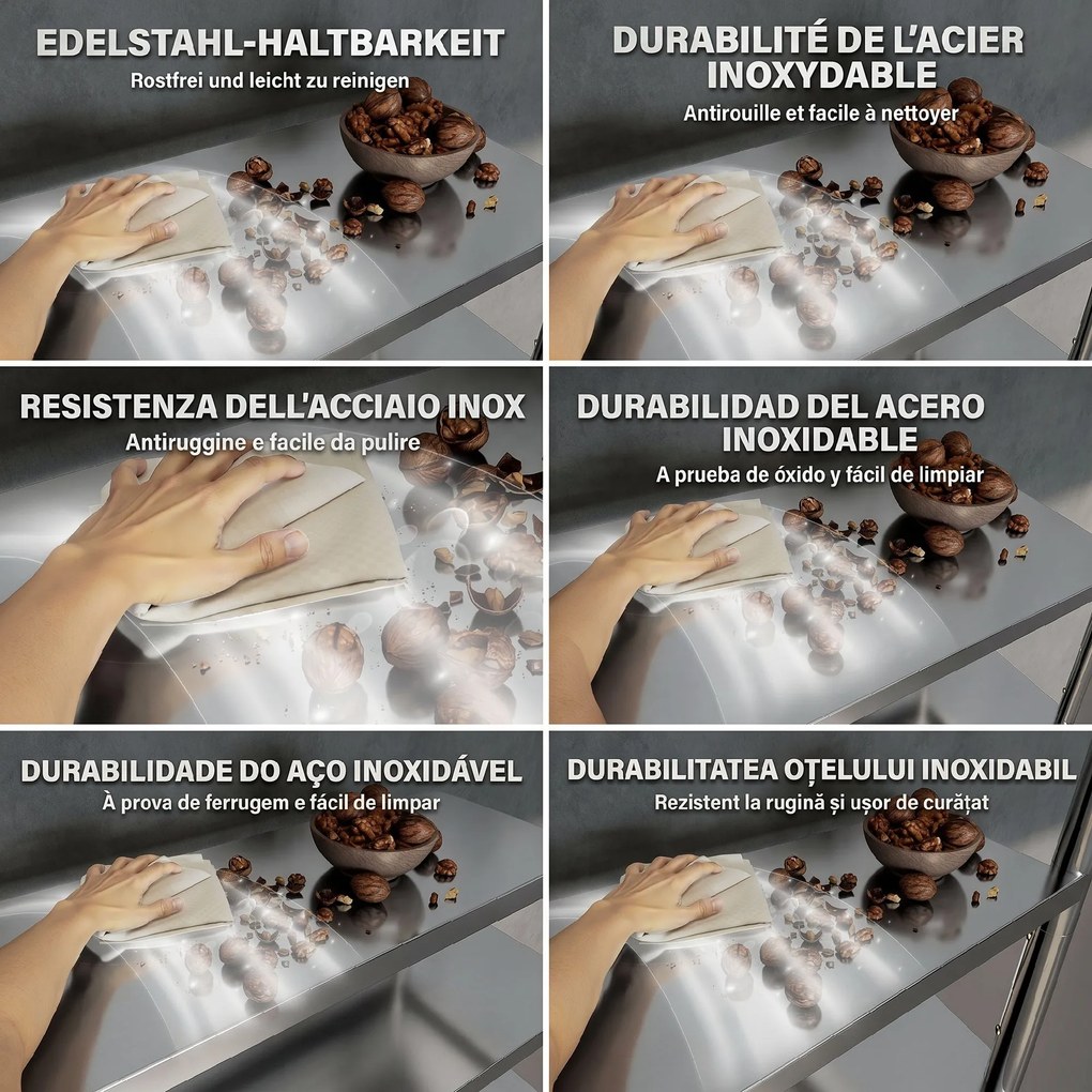 HOMCOM Raft de Depozitare pentru Bucătărie cu 4 Nivele din Oțel Inoxidabil 201 Argintiu | Aosom Romania