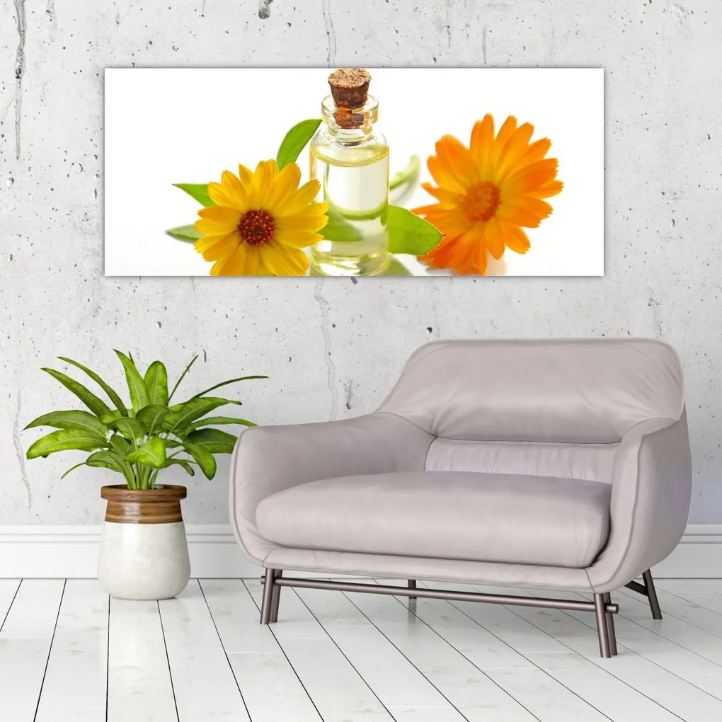 Tablou cu ulei de flori (120x50 cm)