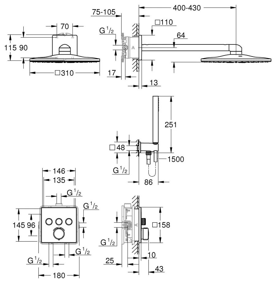Grohe Precision Smartcontrol set de dus ascuns cu termostat da crom 34875000