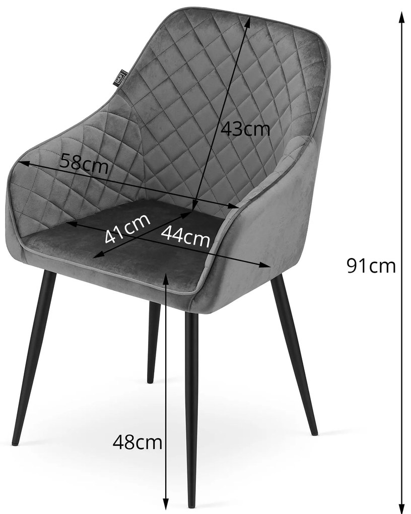 Scaun de sufragerie din catifea Culoare negru, NUGAT