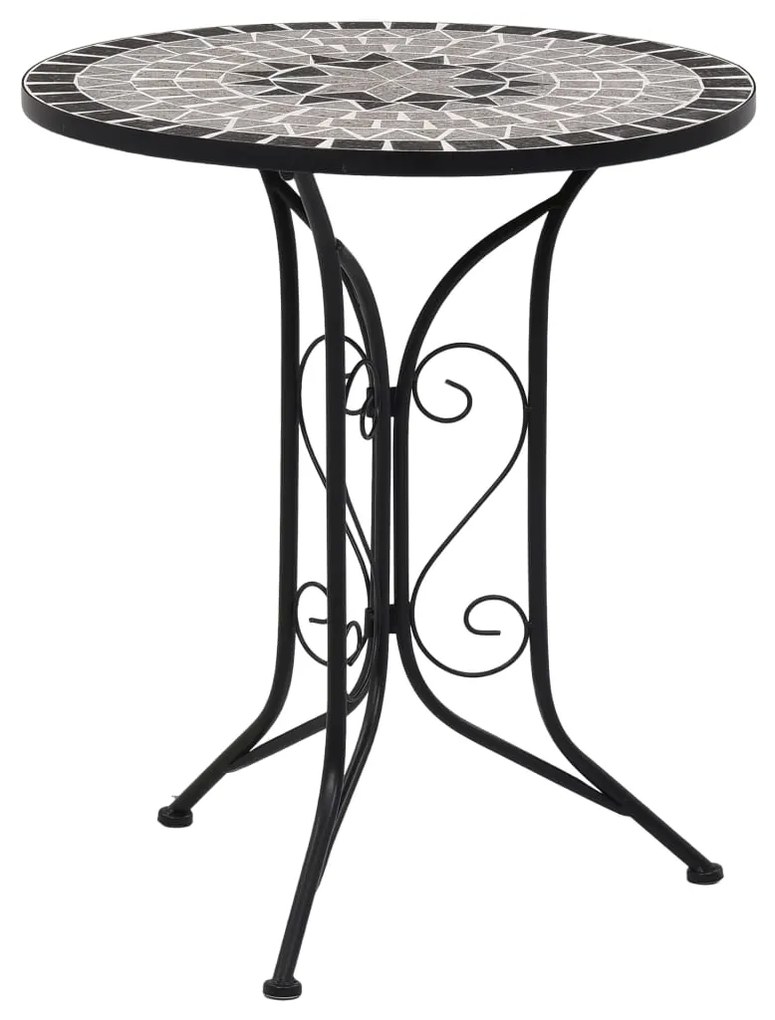 279690 vidaXL Set bistro mozaic, 3 piese, gri, placă ceramică