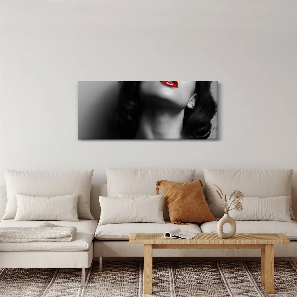 Tablou - Portretul unei femei cu ruj roșu (120x50 cm)