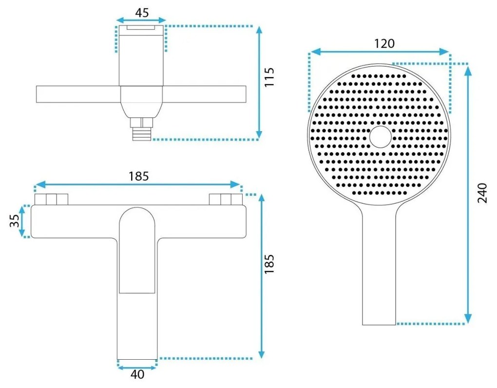 Rea Avalon baterie cada-dus perete auriu REA-B1129