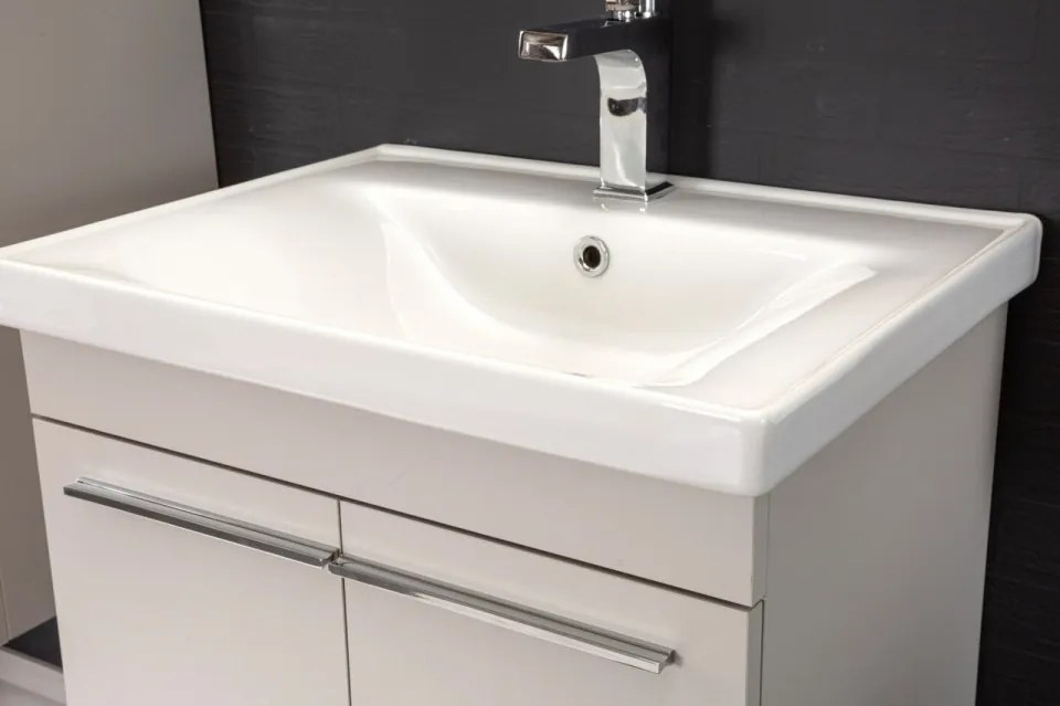 Set Mobilier Baie Salda 60, Include Baza Lavoar, Lavoar și Oglinda, 60 cm, Alb
