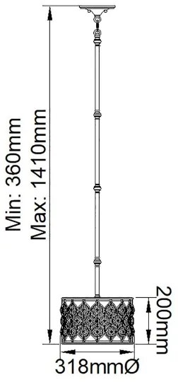 Lustră pe tijă Feiss FE-LUCIA-P-C LUCIA 1xE27/60W/230V