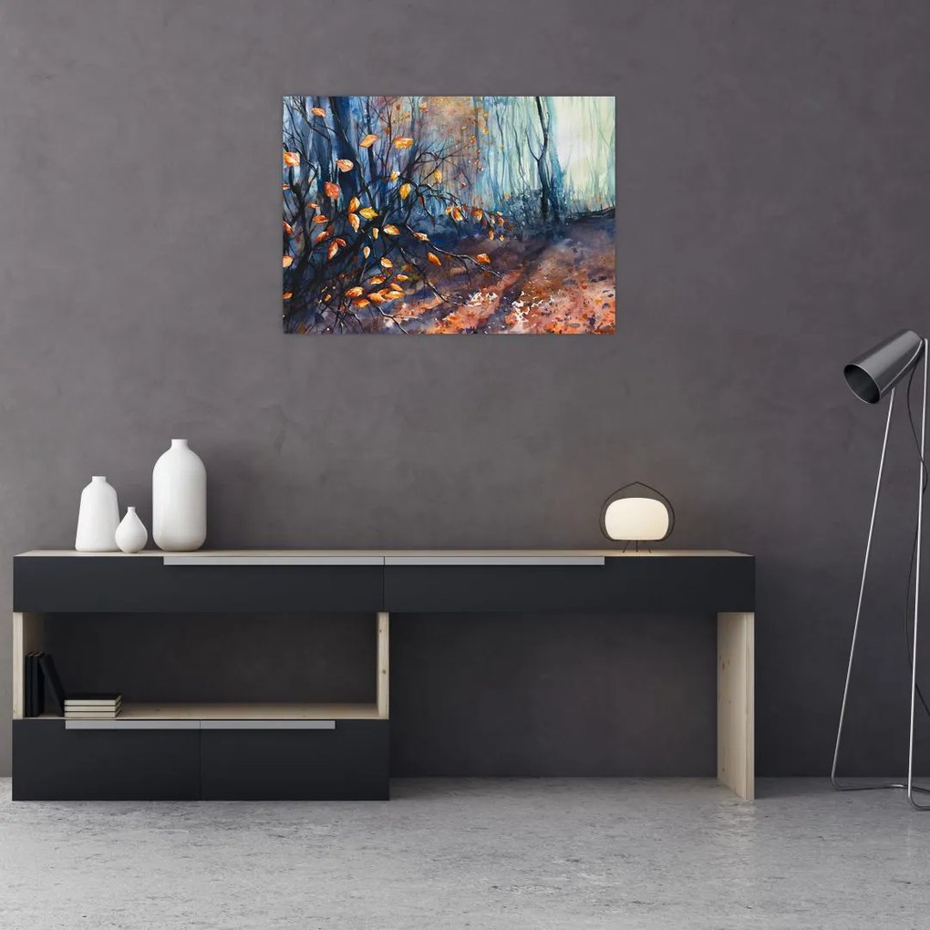 Tablou pe sticlă - Razele solare de toamnă (70x50 cm)