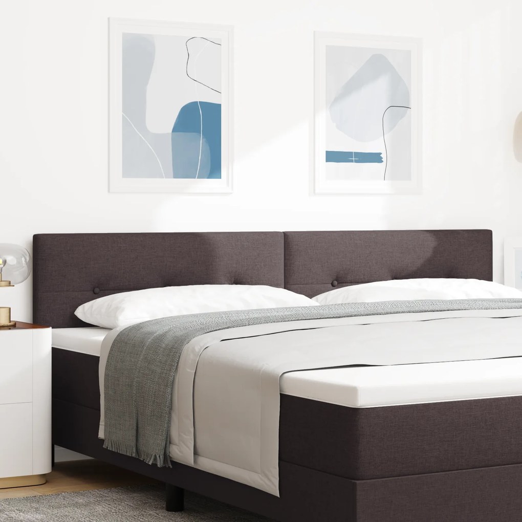 vidaXL Tăblie cu LED cu headboard Manual Maro închis 200 cm țesătură