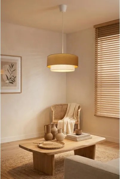 BRILAGI - Lustră LED suspendată pe cablu BOHO ECO, 1x E27/10W/230V, Ø 40 cm, bej/crem