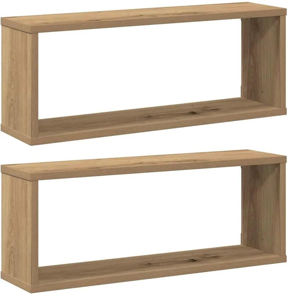 vidaXL Rafturi de perete cub 2 buc. stejar artizanal, 60x15x23 cm lemn
