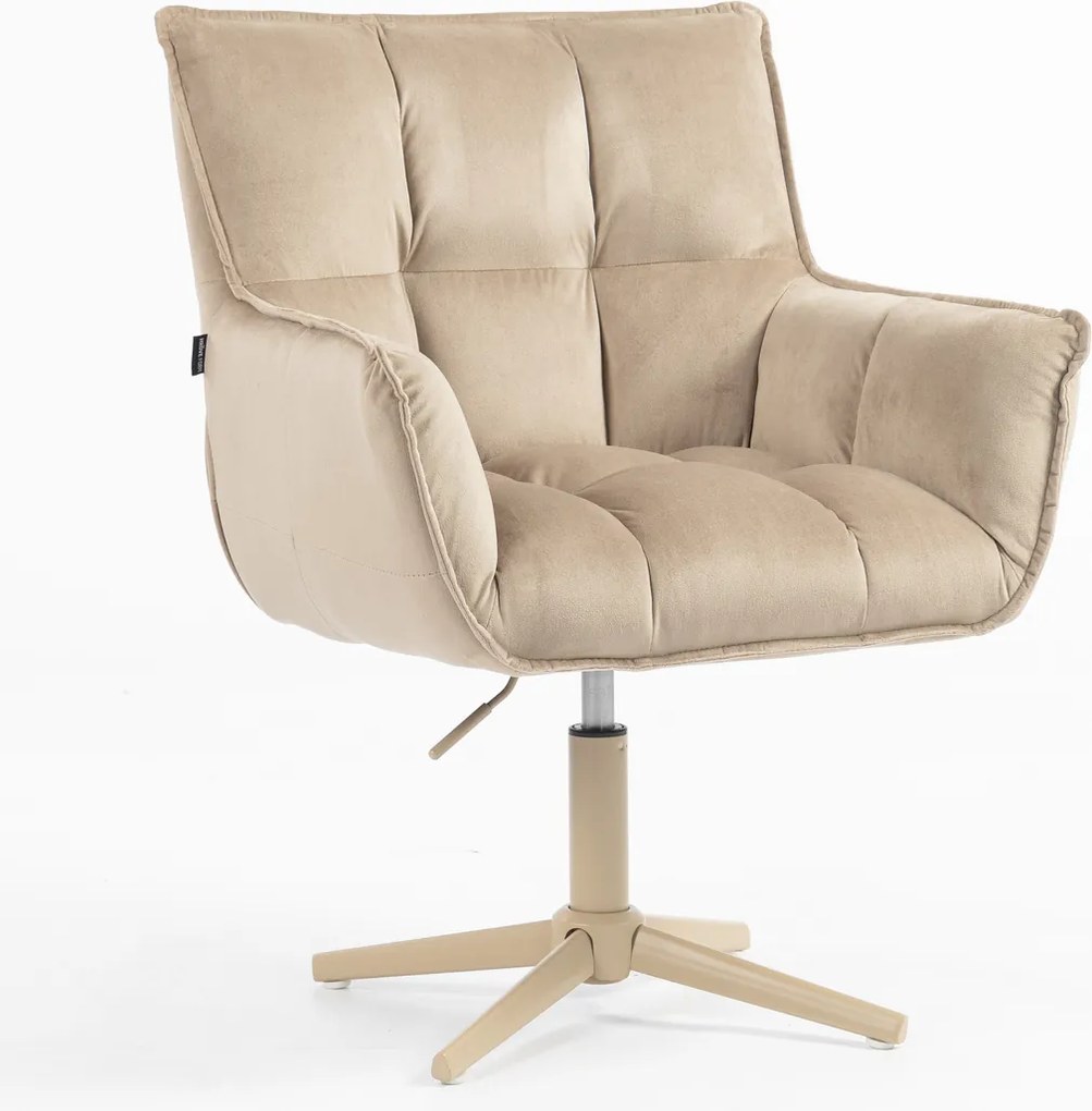 HR560CROSS Scaun Catifea Latte cu Bază Crem